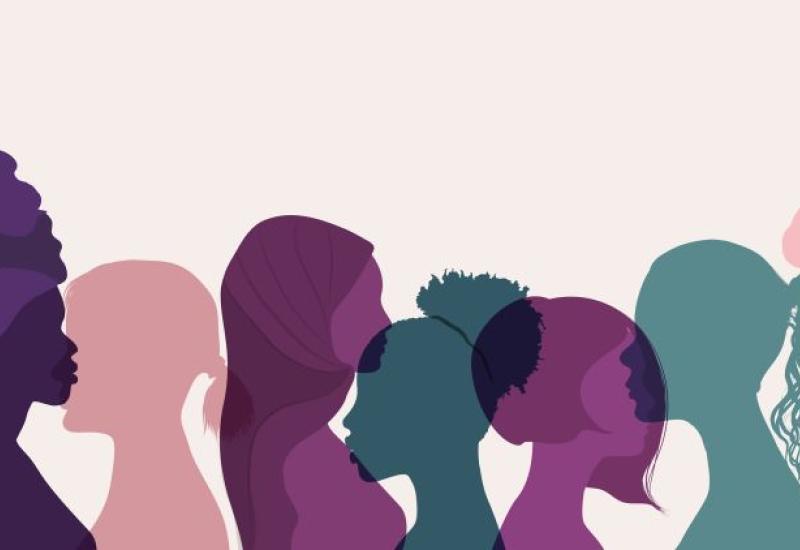Silhouettes of women in profile